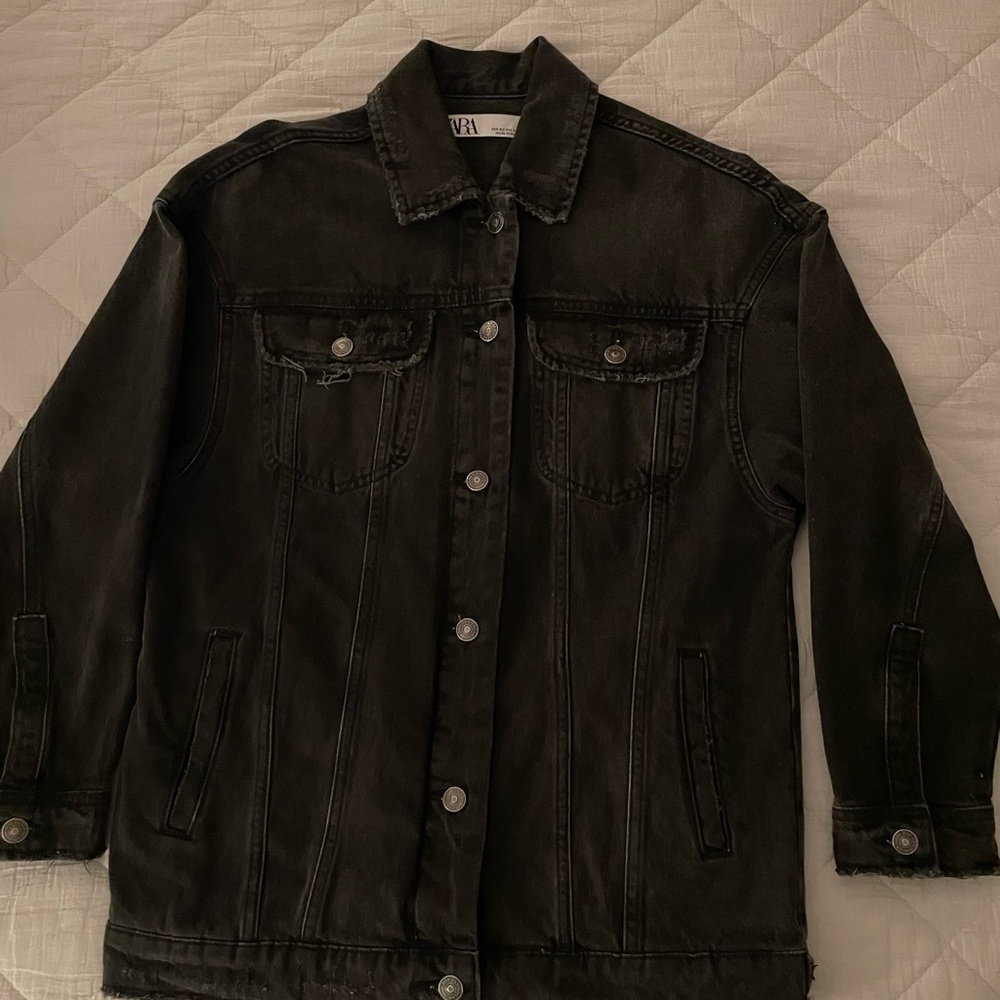 Zara Oversized Black Denim Jacket